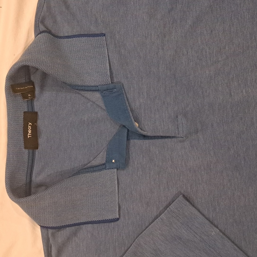 Theory, Size Small, Lt Blue Solid, Short Sleeve P… - image 1